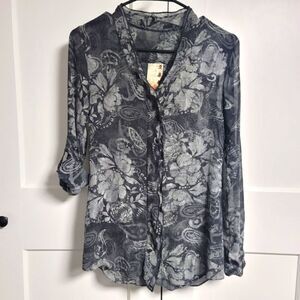 Da-Nang silk button-down sheer long sleeve, xs